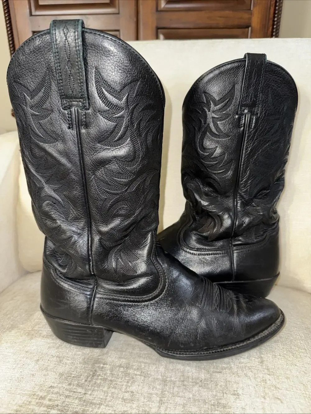Ariat Deetan Heritage R Toe Black Leather Boots 10002218 34770 Men's 11D (read)